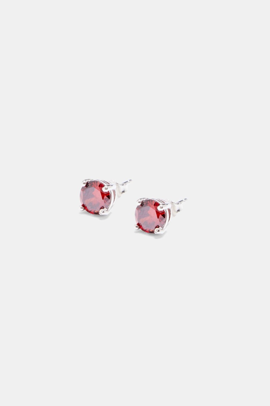 925 Sterling Silver | cernucci 925 Sterling Silver Iced Round Stud Earrings - Red