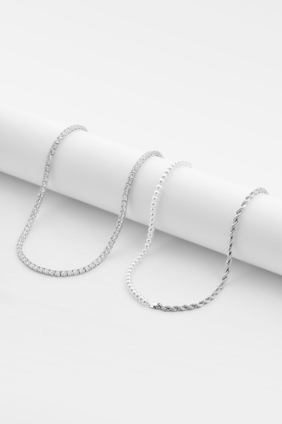 Pearls | JWL-BUND Pearls Half Rope And Pearl Necklace U0026 5Mm Tennis Chain