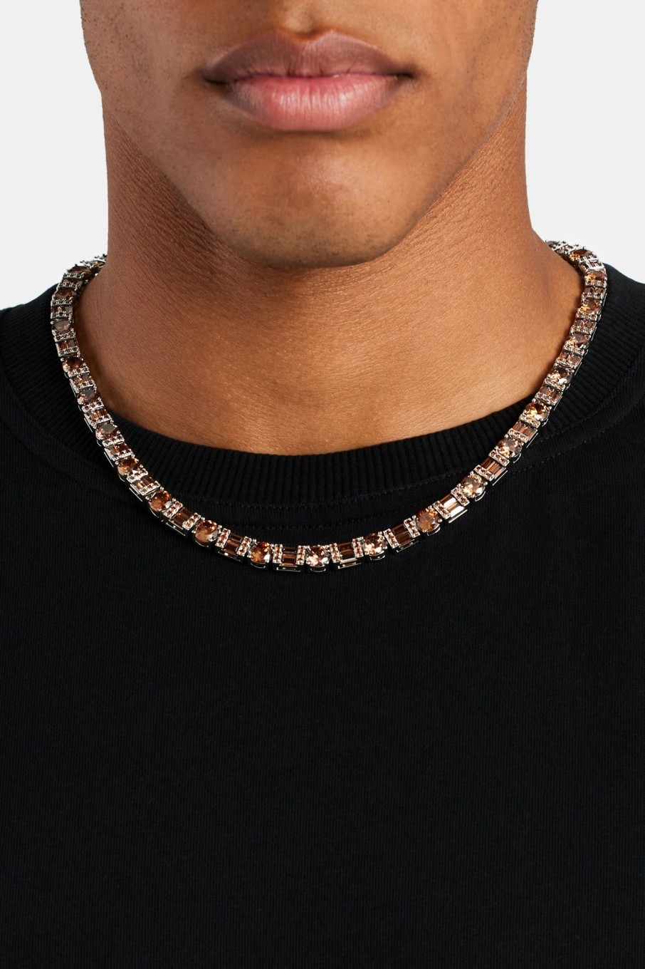 Chains | cernucci Chains 7Mm Iced Cz Chocolate Round U0026 Rectangle Mix Tennis Chain