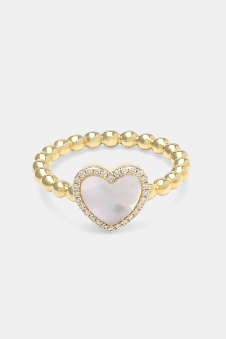 Pearls | JWL-RNG Pearls Mother Of Pearl Heart Ring - Gold