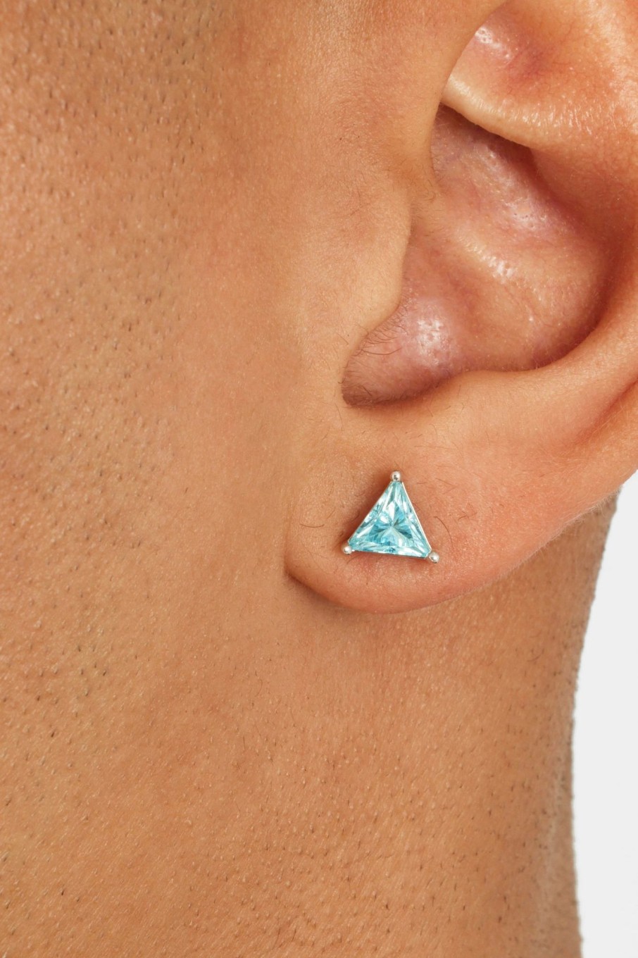 Earrings | cernucci Earrings 6Mm Iced Blue Triangle Stud Earrings