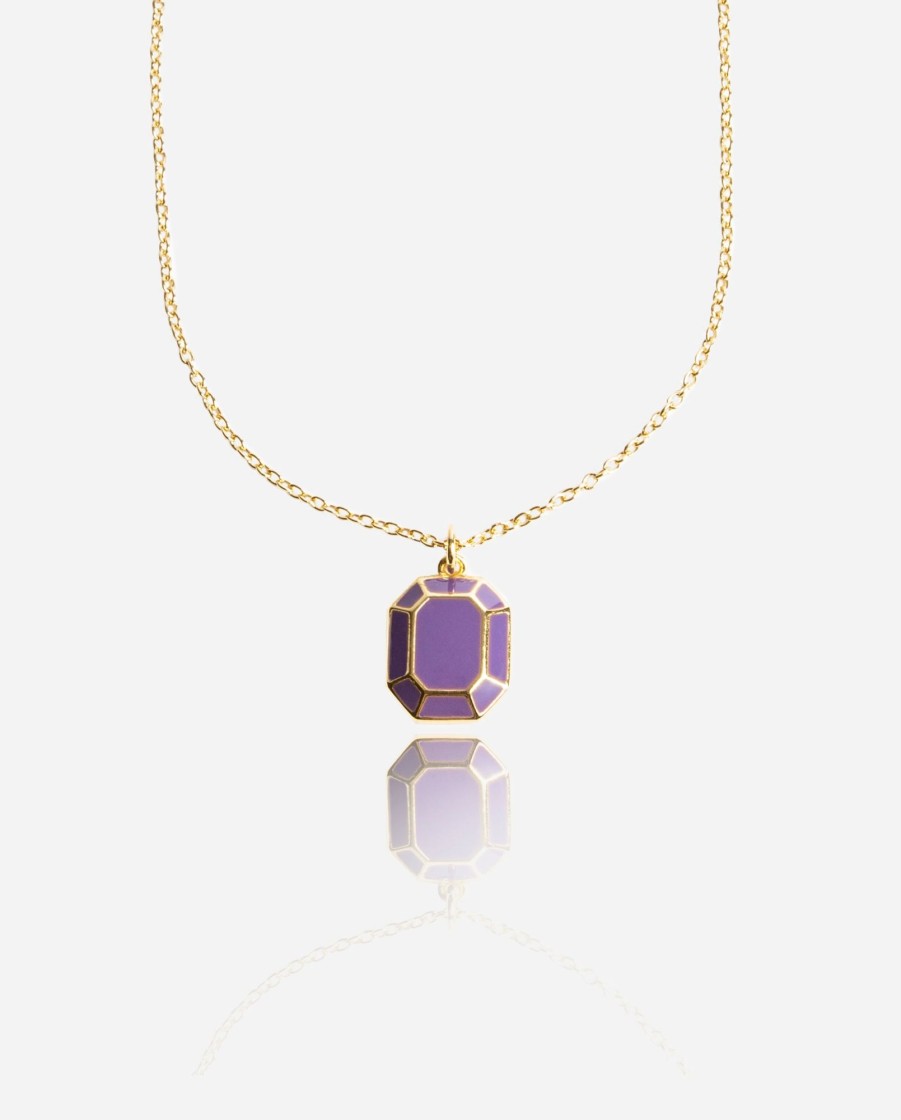 Necklaces | JWL-NECK Necklaces Emerald Cut Charm Necklace - Purple