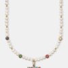 Cross Jewellery | cernucci Cross Jewellery Freshwater Pearl U0026 Multi Colour Ice Ball Cross Necklace - Gold