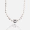 Necklaces | cernucci Necklaces 6Mm Pearl U0026 Face Motif Necklace