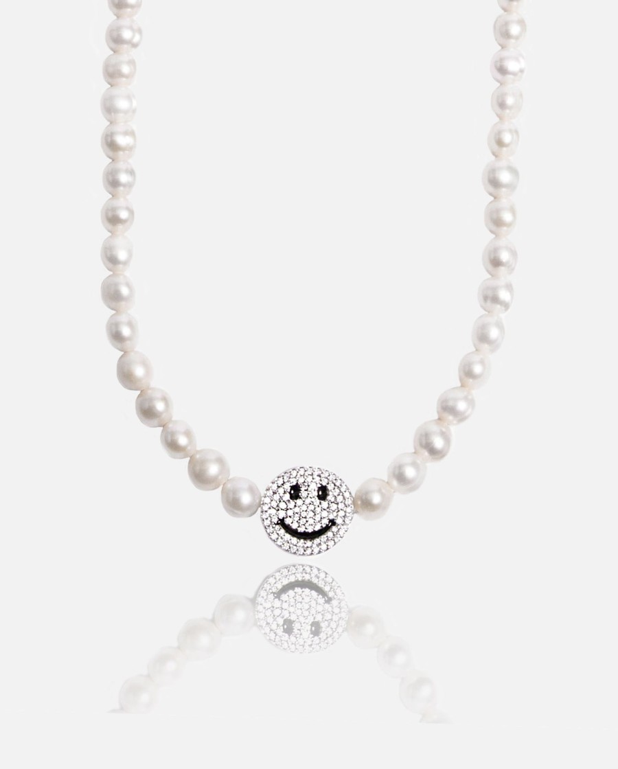 Necklaces | cernucci Necklaces 6Mm Pearl U0026 Face Motif Necklace