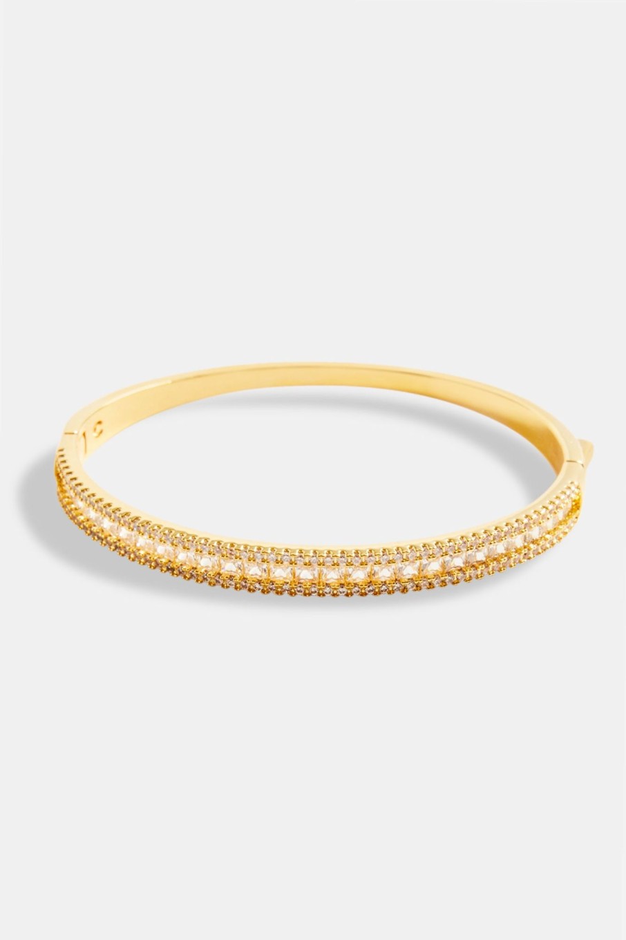 Bracelets & Bangles | JWL-BRA Bracelets & Bangles 5Mm Gold Plated Iced Baguette Cz Bangle