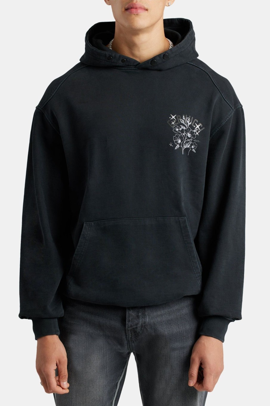 Hoodies & Sweatshirts | cernucci Hoodies & Sweatshirts Floral Rhinestone Printed Hoodie