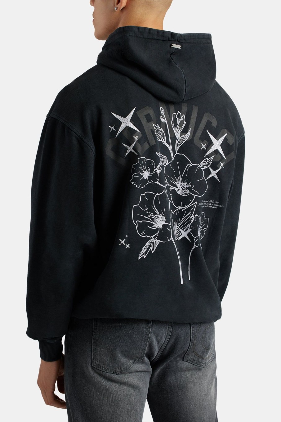 Hoodies & Sweatshirts | cernucci Hoodies & Sweatshirts Floral Rhinestone Printed Hoodie