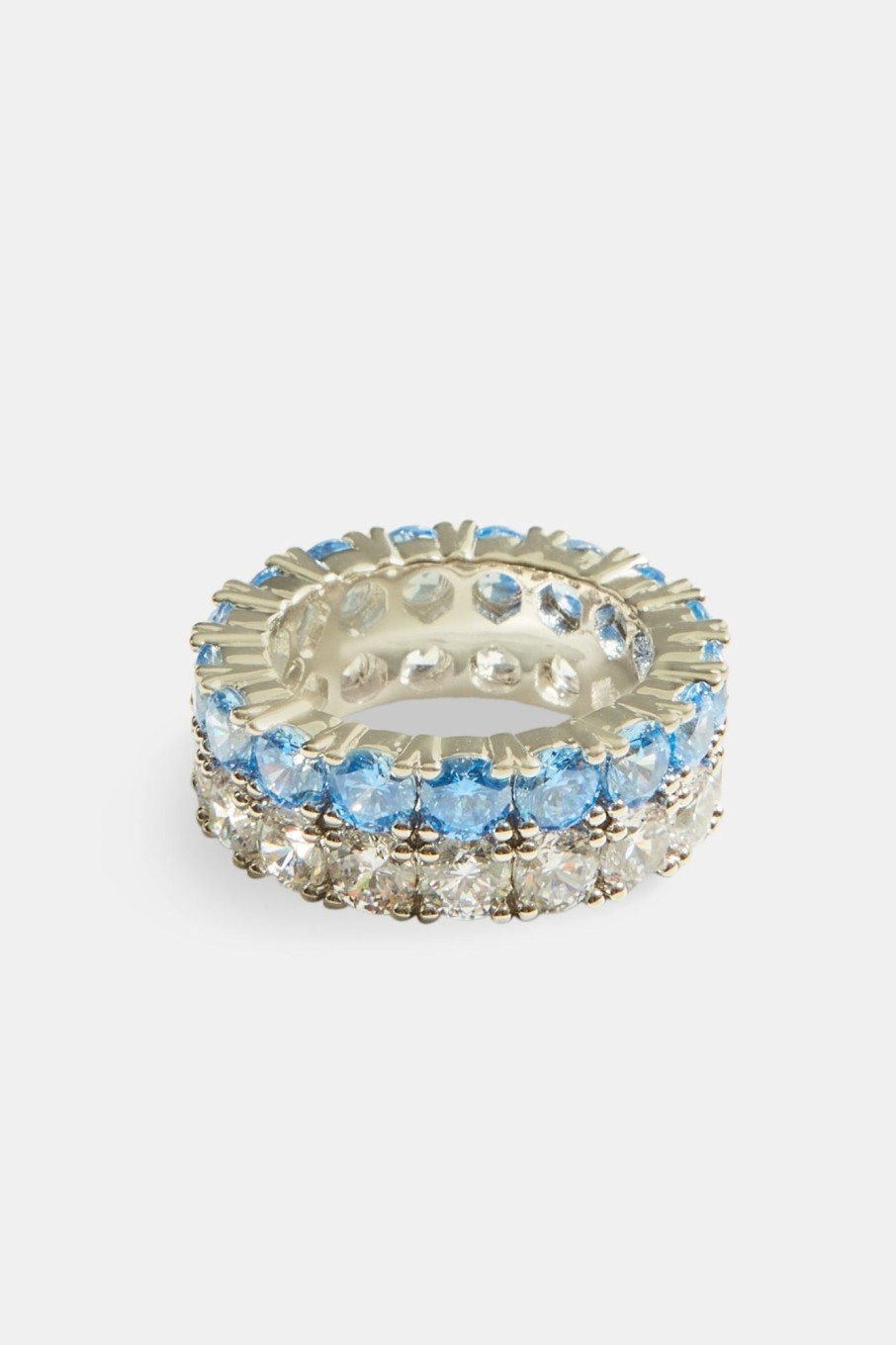 Rings | cernucci Rings Iced Blue Cz Double Row Tennis Ring