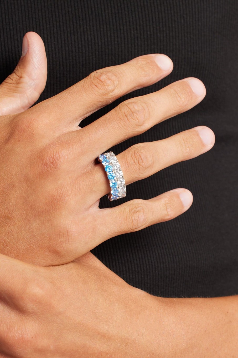 Rings | cernucci Rings Iced Blue Cz Double Row Tennis Ring