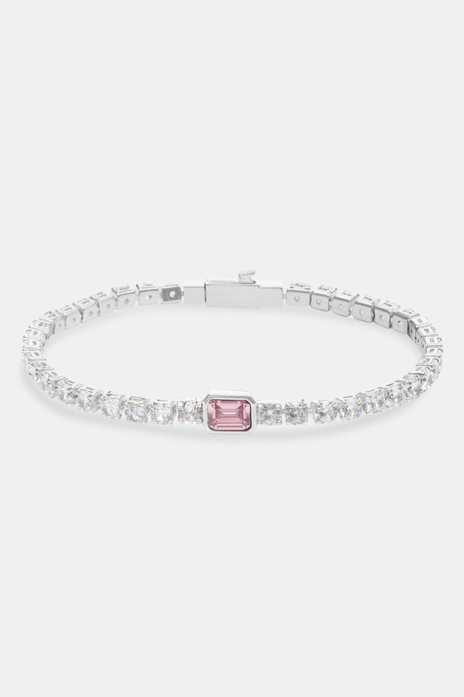 Iced Jewellery | JWL-BRA Iced Jewellery Pink Gemstone Tennis Bracelet - White 3Mm