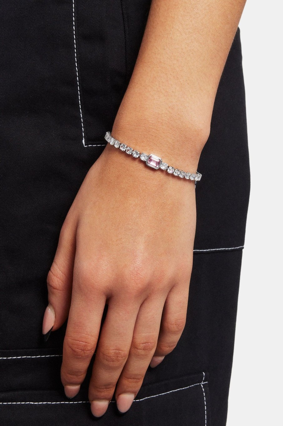 Iced Jewellery | JWL-BRA Iced Jewellery Pink Gemstone Tennis Bracelet - White 3Mm