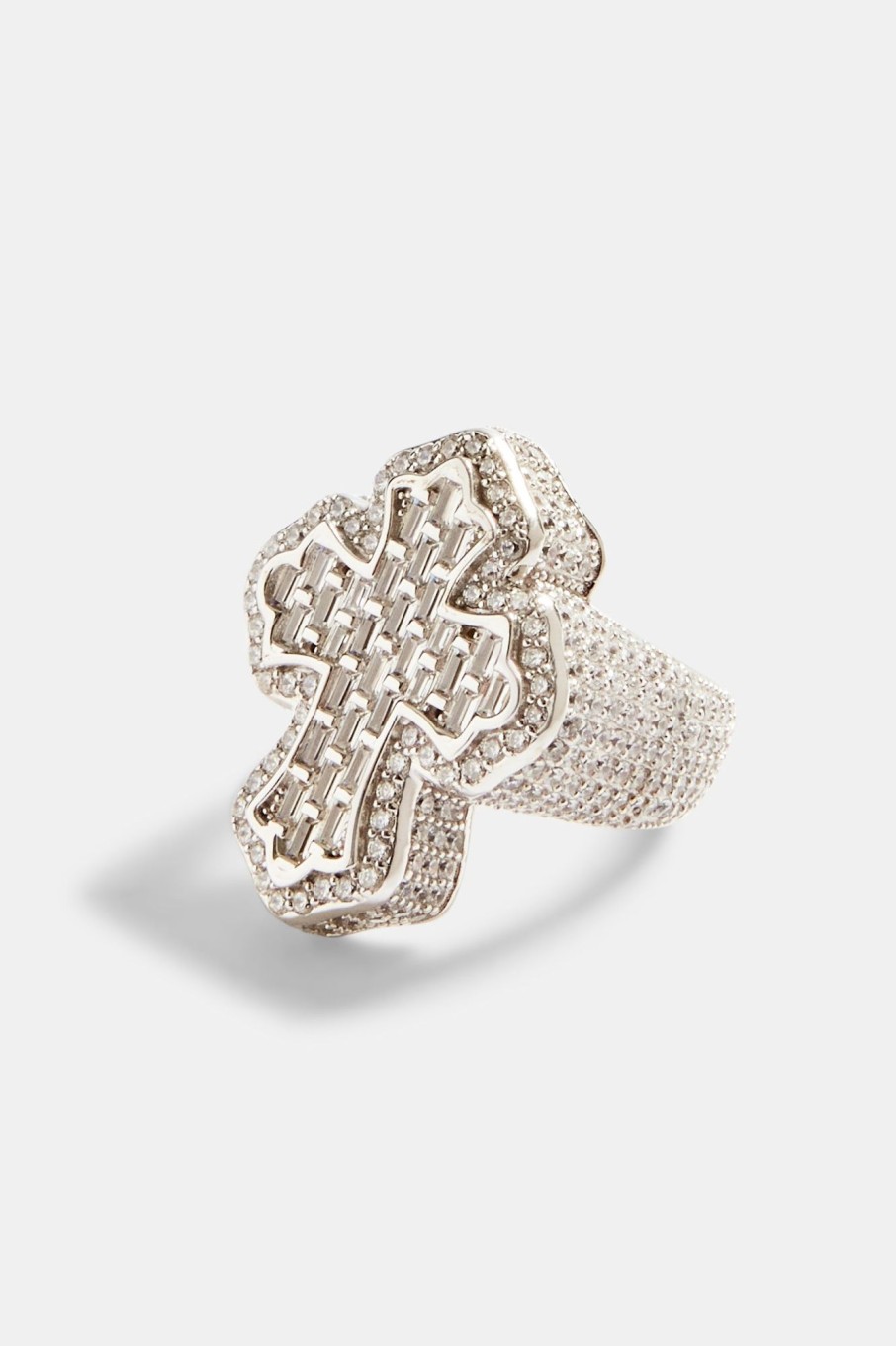 Cross Jewellery | cernucci Cross Jewellery 32Mm 925 Iced Cz Cross Ring