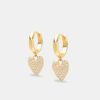 Earrings | JWL-EAR Earrings Iced Heart Huggie Hoop Earrings - Gold