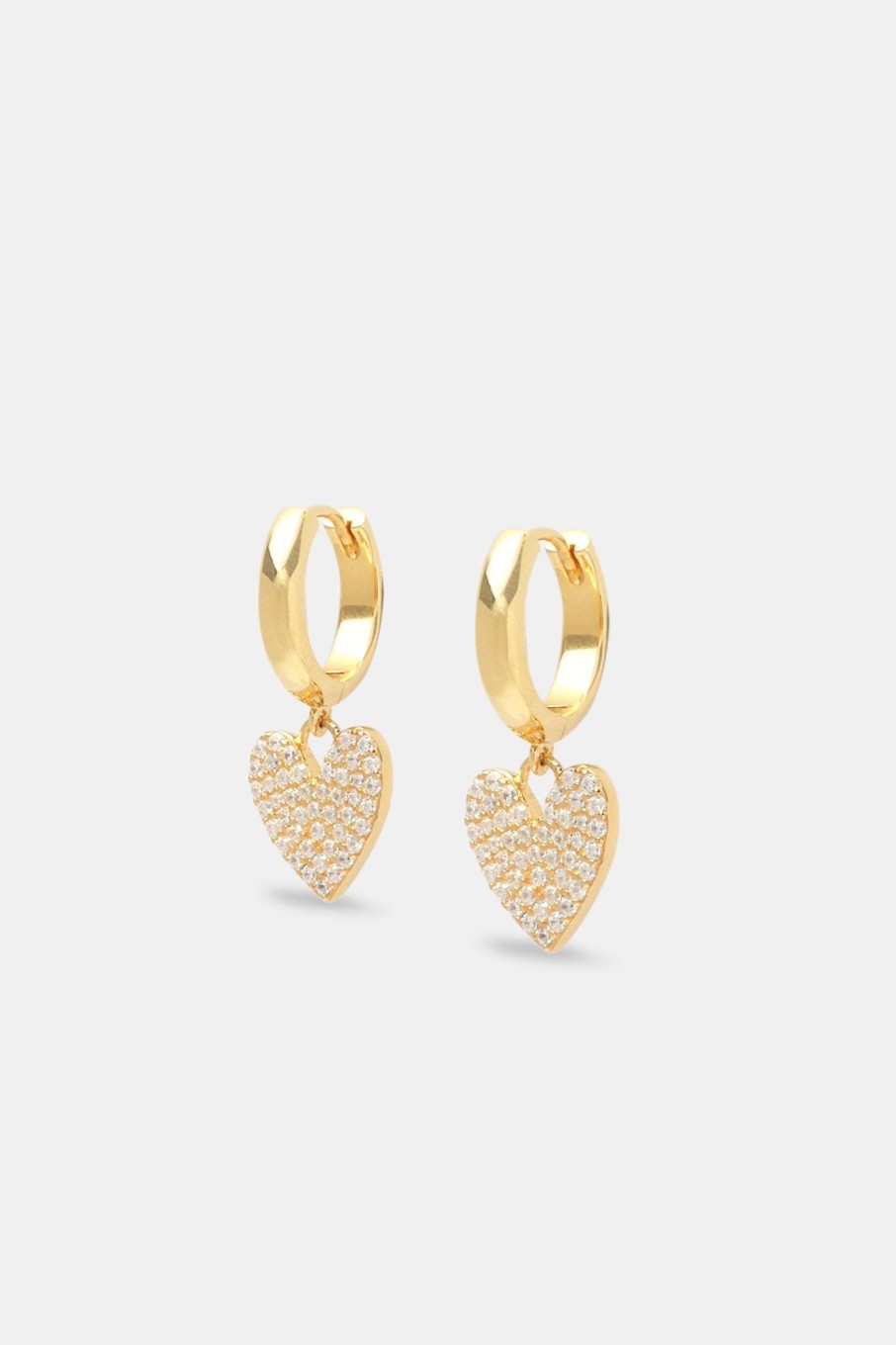 Earrings | JWL-EAR Earrings Iced Heart Huggie Hoop Earrings - Gold