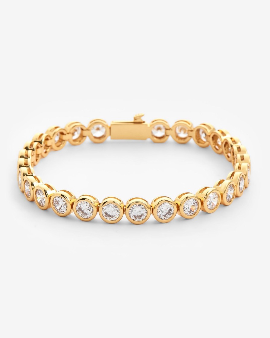 Bracelets & Bangles | JWL-BRA Bracelets & Bangles Iced Round Stone Bracelet - Gold