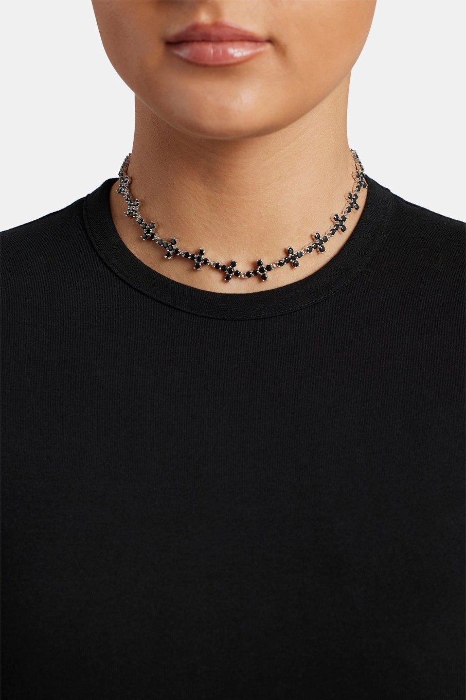 Iced Jewellery | JWL-CHN Iced Jewellery Iced Repeat Black Cross Choker