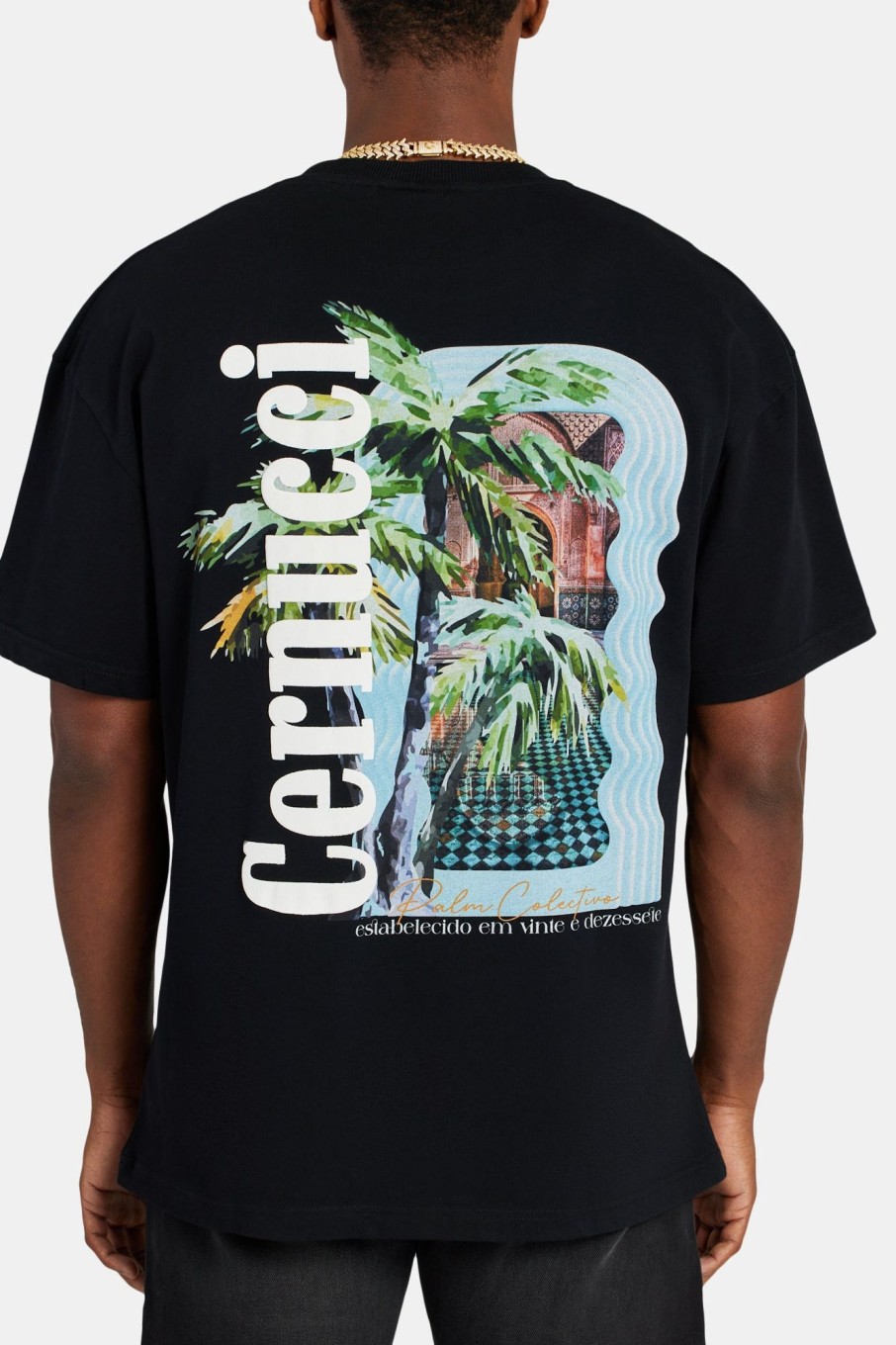 T-Shirts & Vests | cernucci T-Shirts & Vests Cernucci Palm Collection Graphic T-Shirt - Black