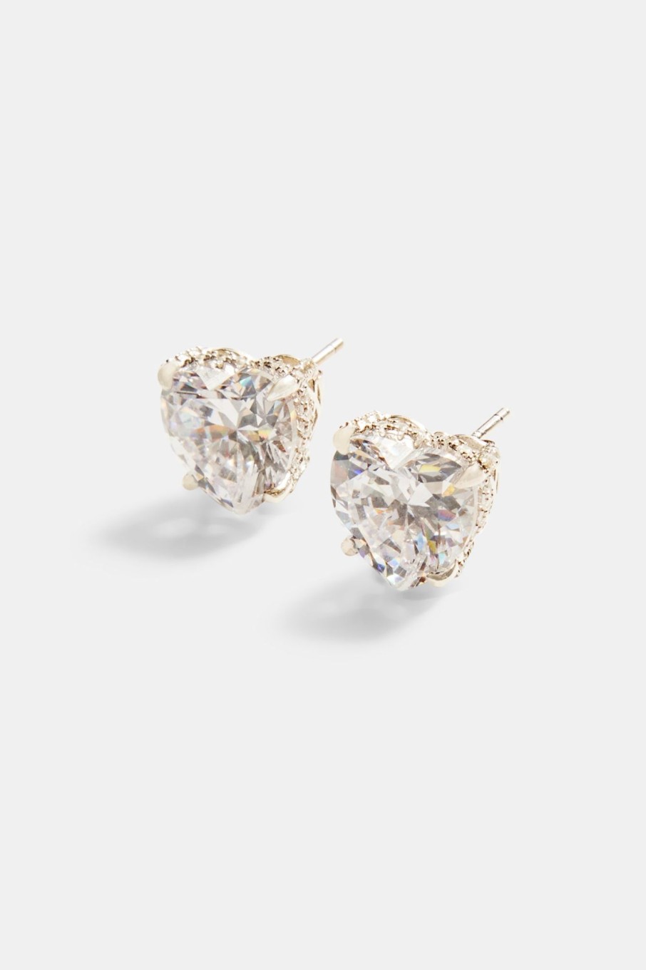 Iced Jewellery | JWL-EAR Iced Jewellery 10Mm Sterling Silver Iced Cz Heart Stud Earrings