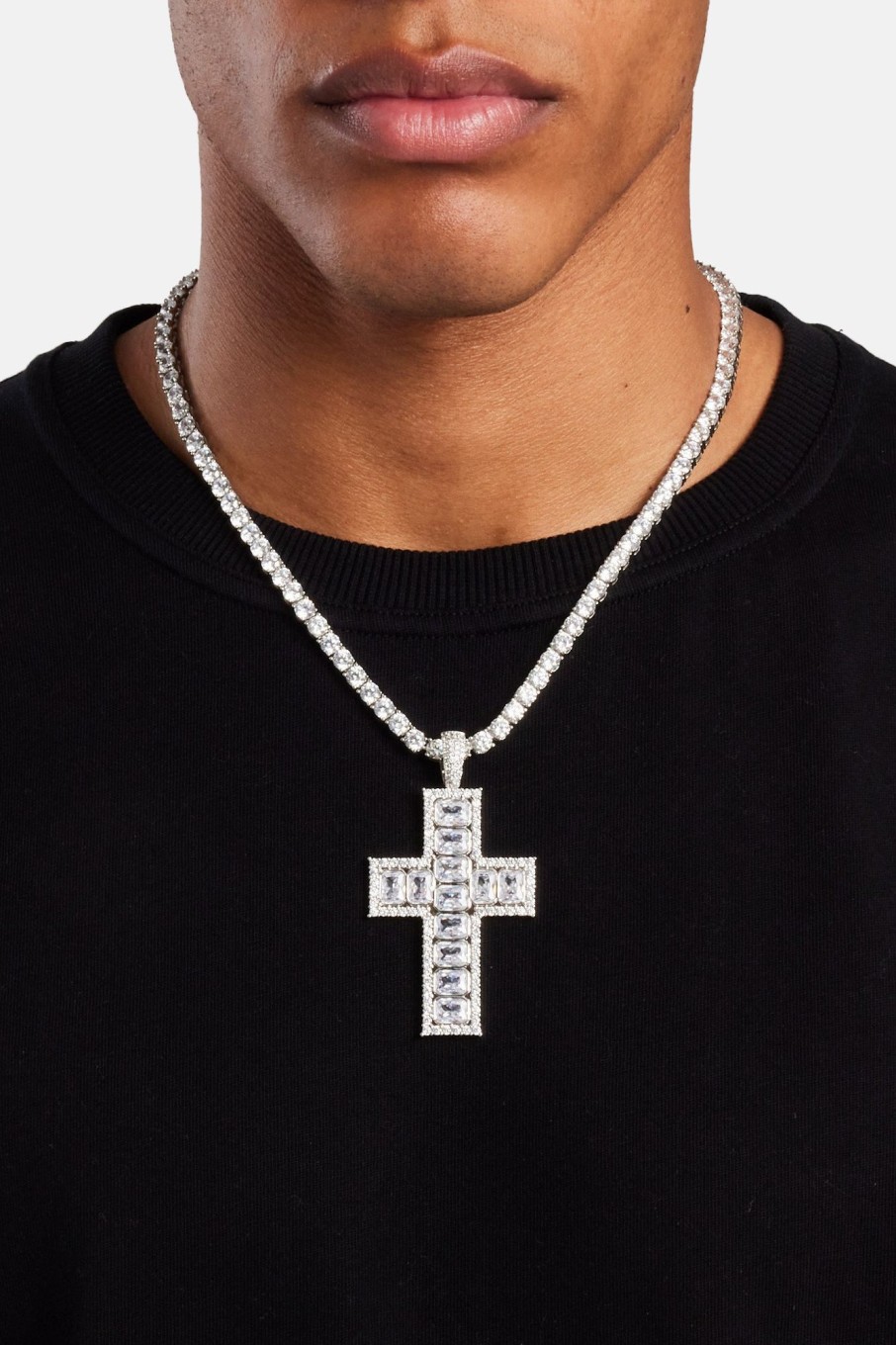 Cross Jewellery | cernucci Cross Jewellery Square Baguette Cross Pendant - White