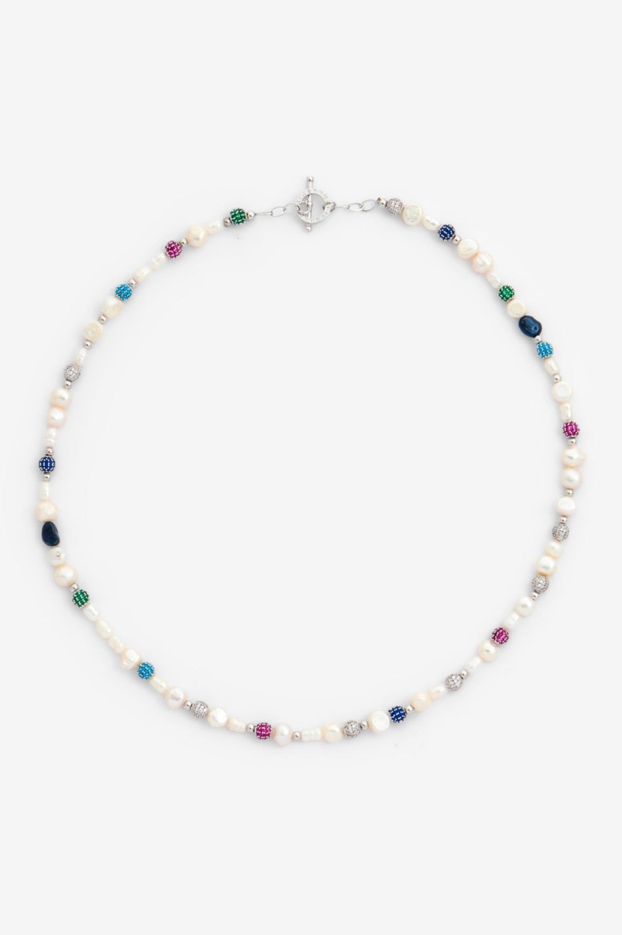 Pearls | JWL-CHN-PRL Pearls Pearl And Iced Multi Colour T Bar Necklace