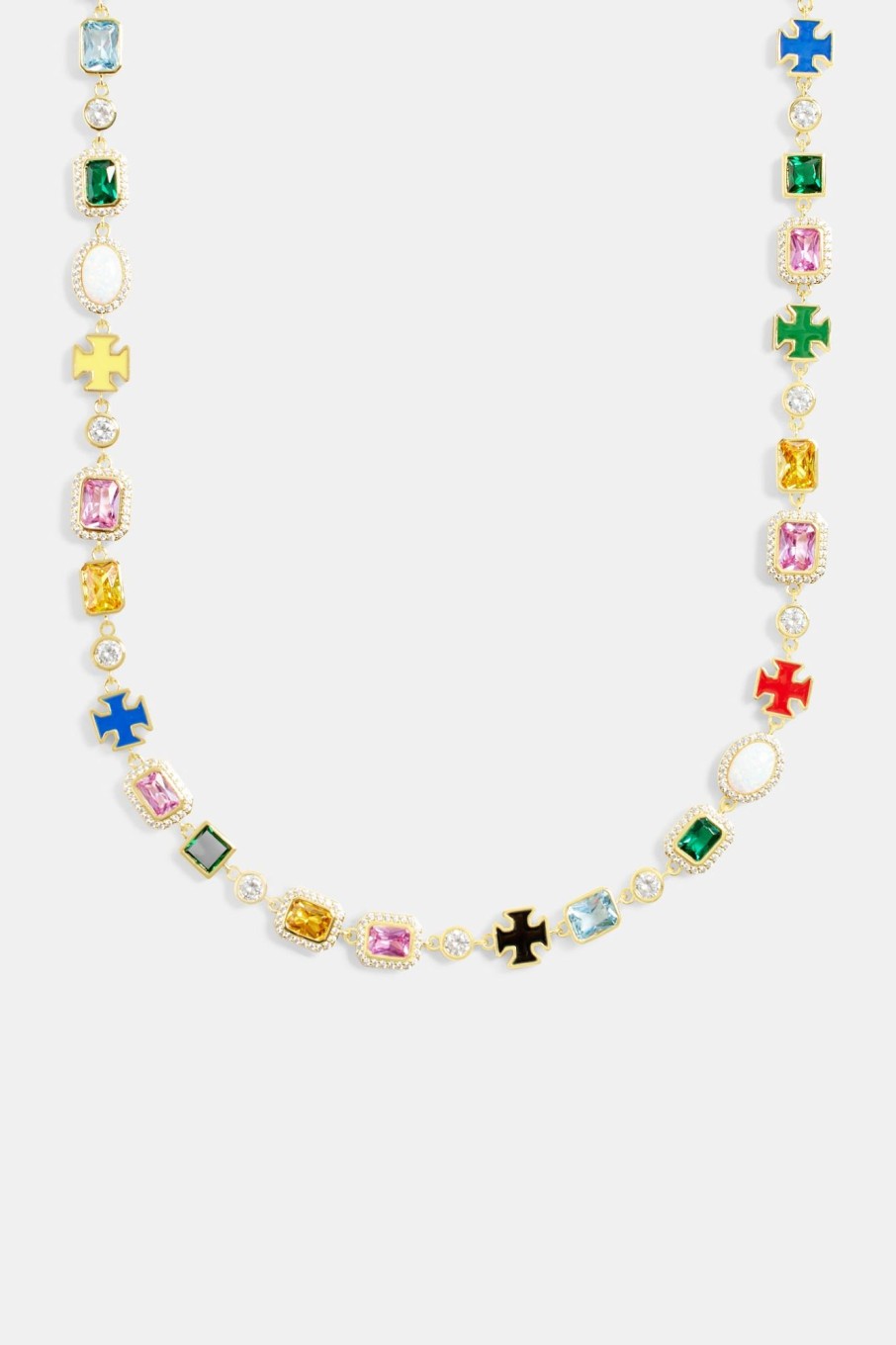 Necklaces | JWL-NECK Necklaces Multi Gemstone Motif Necklace - Gold