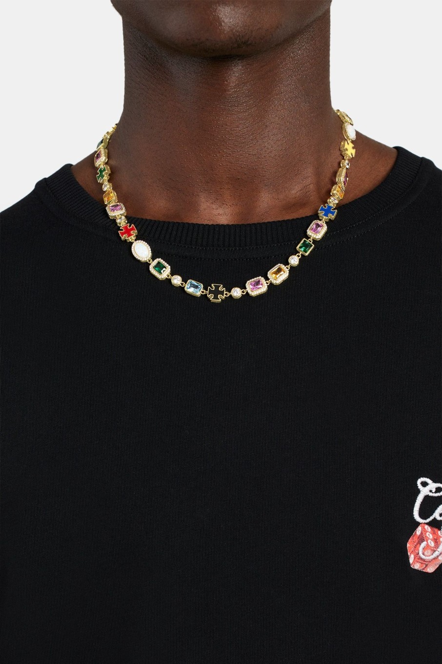 Necklaces | JWL-NECK Necklaces Multi Gemstone Motif Necklace - Gold