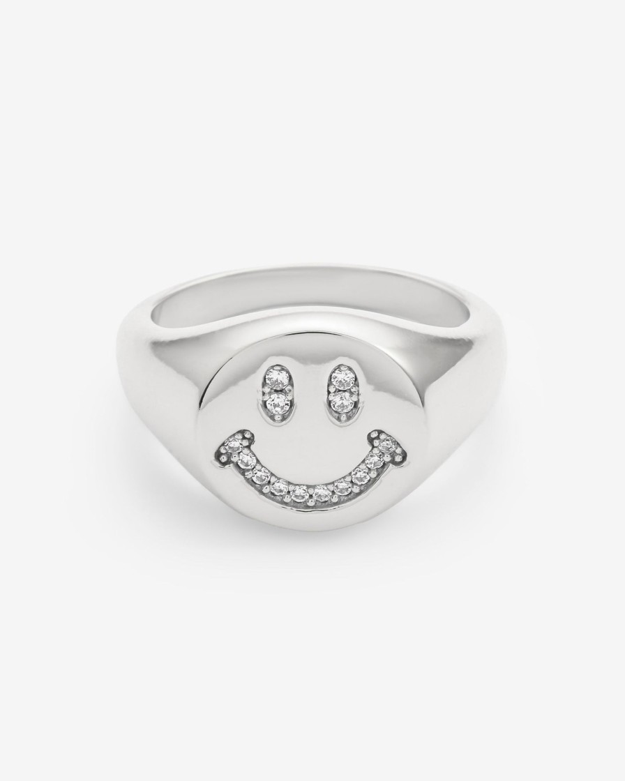 Rings | JWL-RNG Rings Iced Smile Face Signet Ring