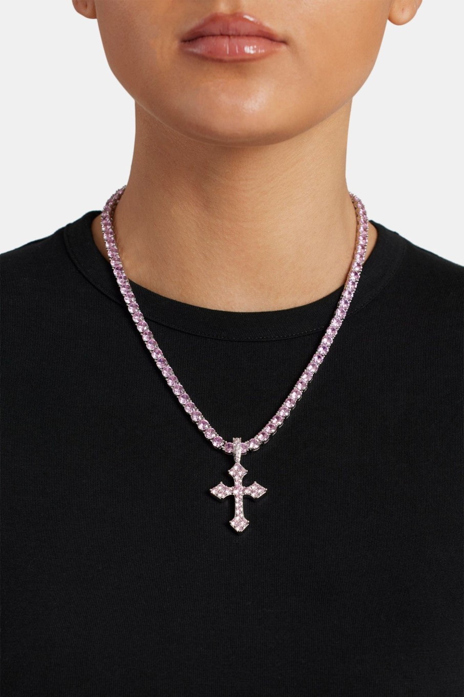 Pendants | cernucci Pendants Pink Iced Celtic Cross Pendant