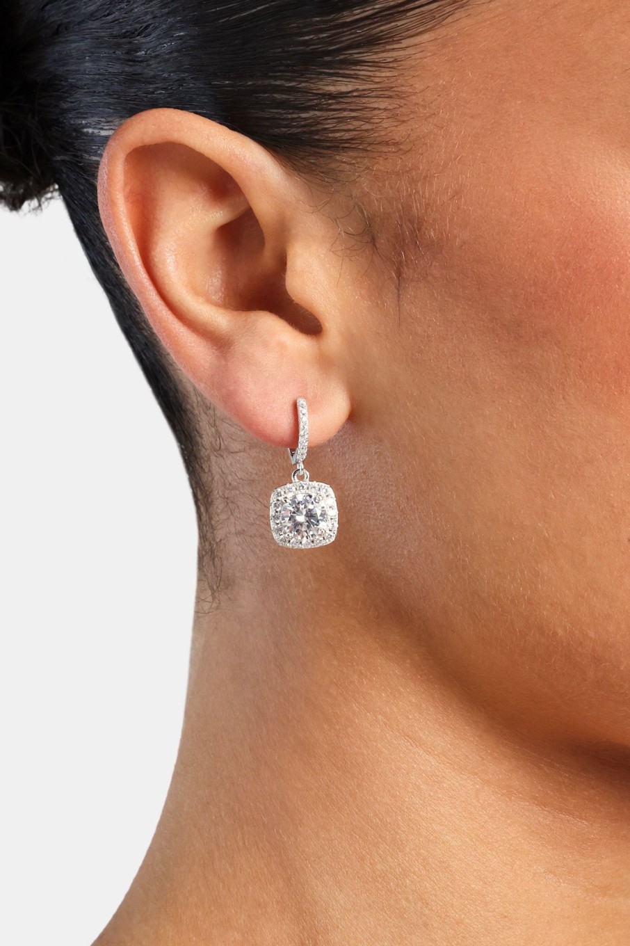 Iced Jewellery | JWL-EAR Iced Jewellery Square Drop Earrings - White