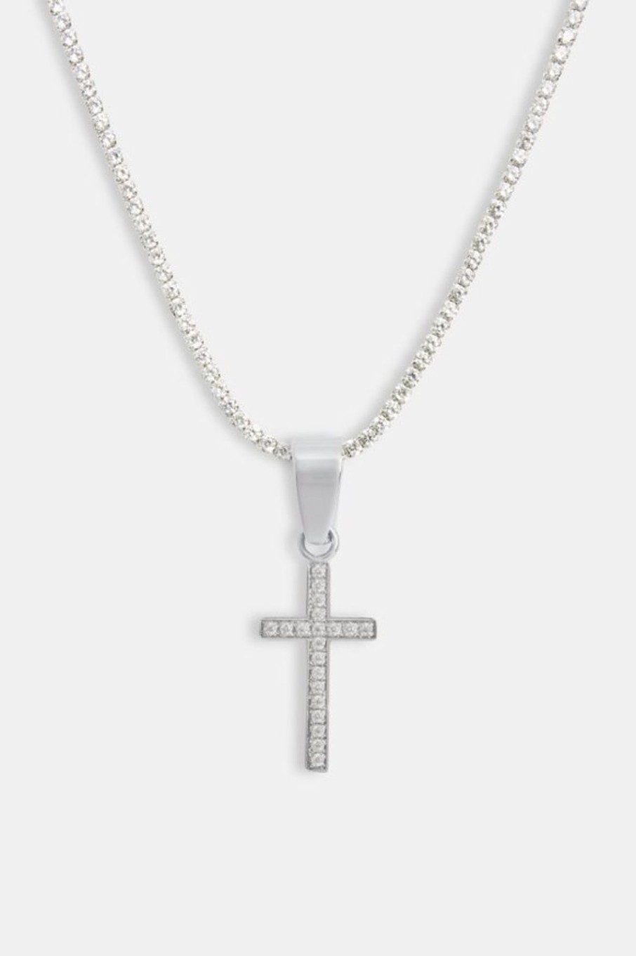 Jewellery Sets | cernucci Jewellery Sets 18Mm Iced Cz Micro Cross Pendant