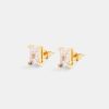 Iced Jewellery | JWL-EAR Iced Jewellery Womens Baguette Stone Stud Earrings - Gold