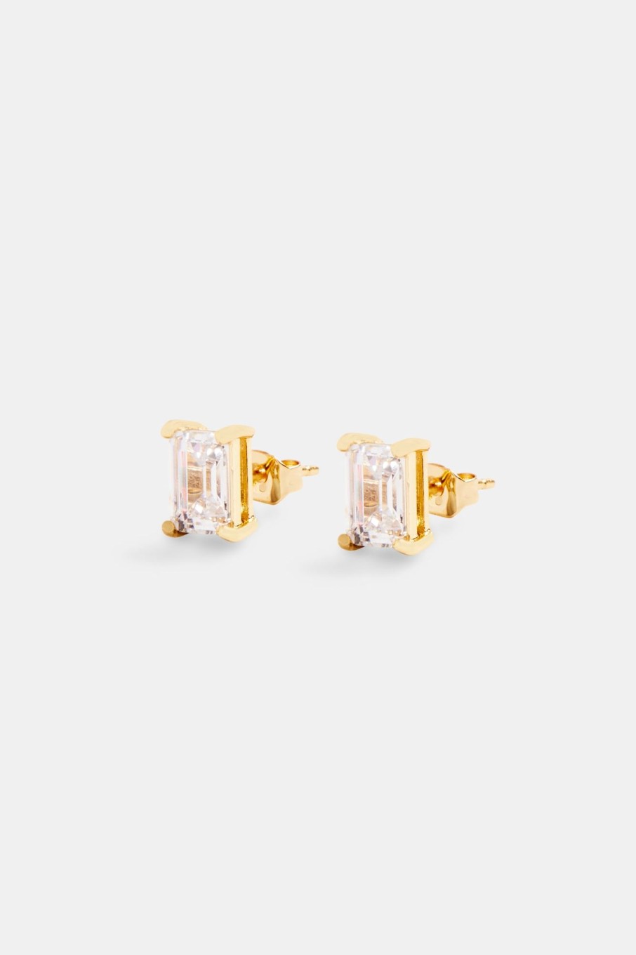 Iced Jewellery | JWL-EAR Iced Jewellery Womens Baguette Stone Stud Earrings - Gold