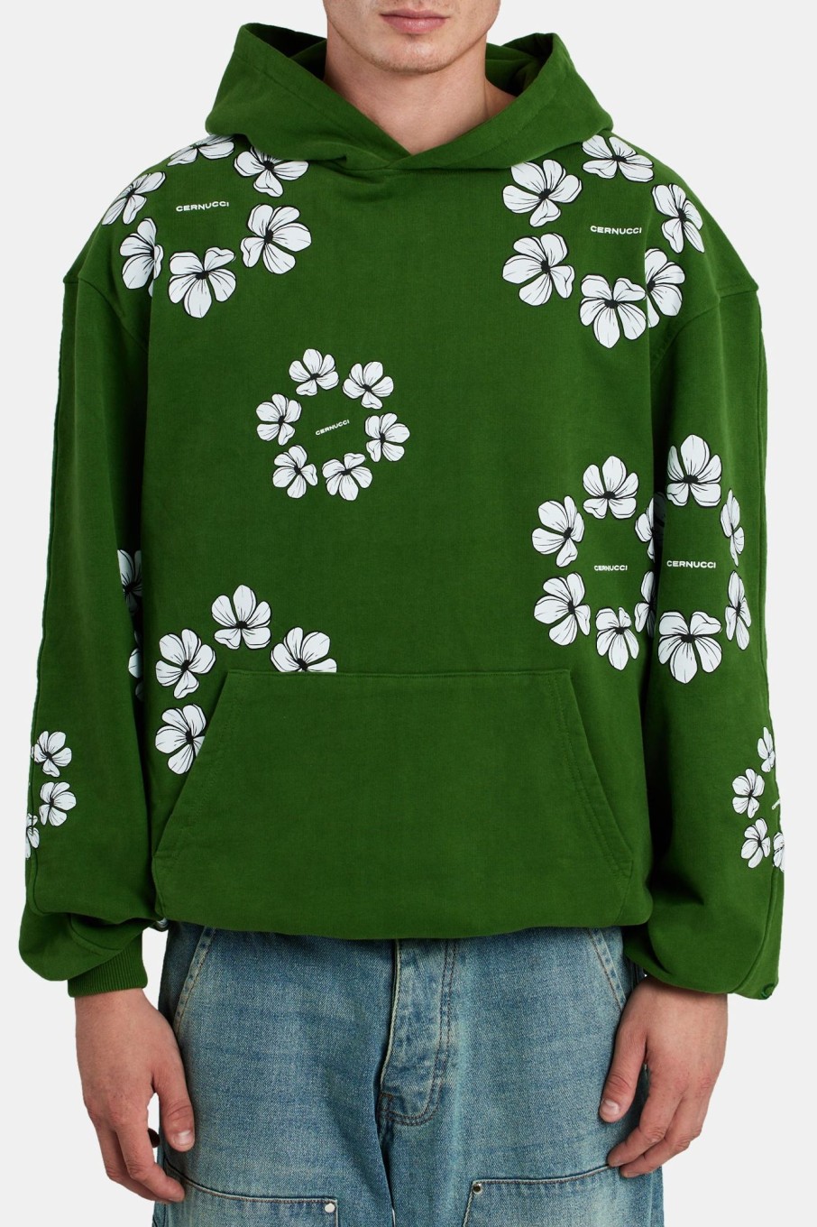 Hoodies & Sweatshirts | cernucci Hoodies & Sweatshirts Floral Print Hoodie - Green