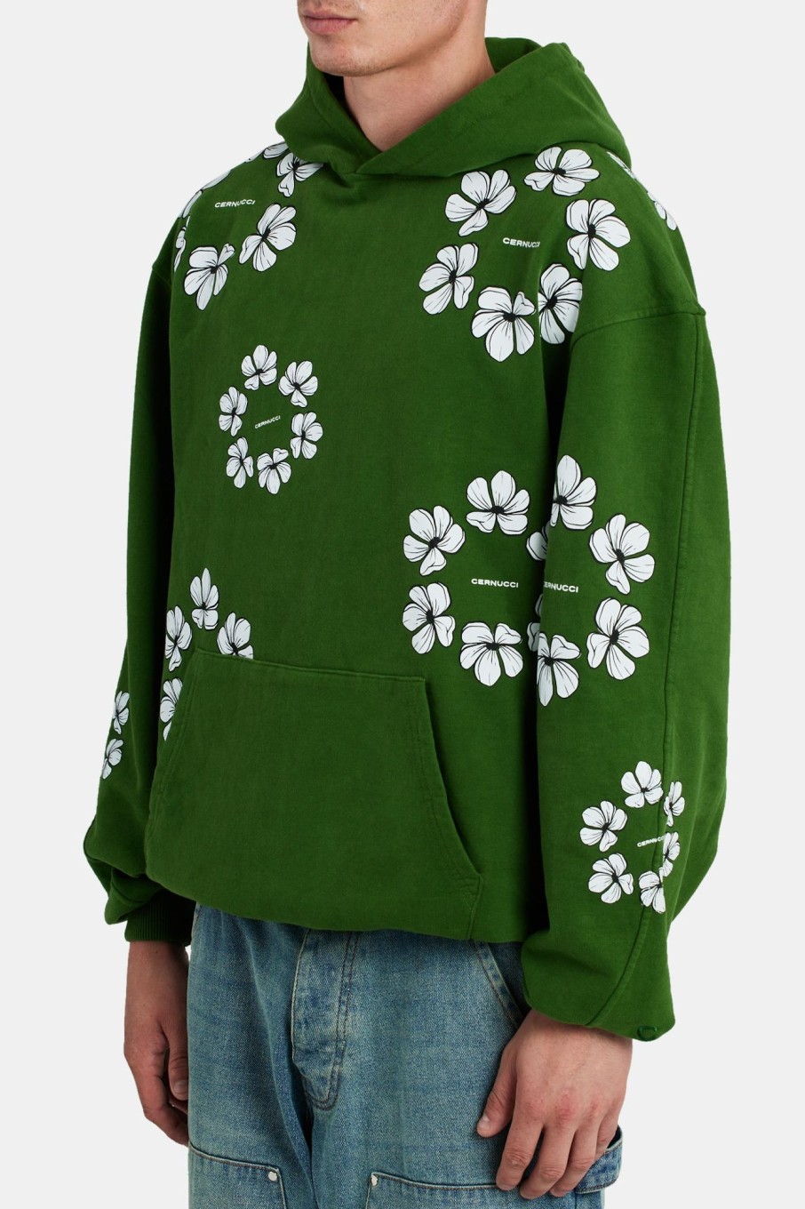 Hoodies & Sweatshirts | cernucci Hoodies & Sweatshirts Floral Print Hoodie - Green