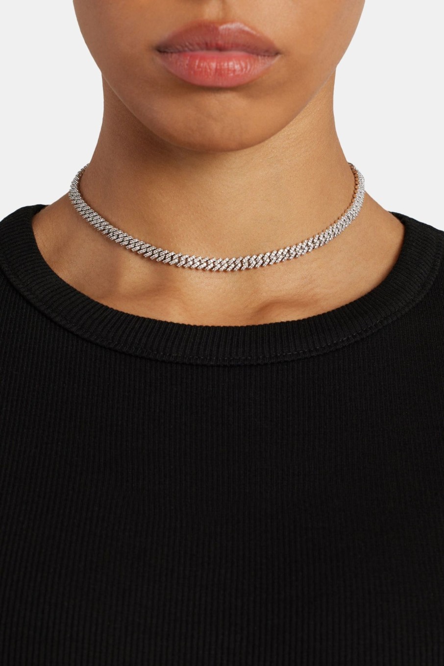 Chokers | JWL-CHN Chokers 5Mm Iced Pink Prong Chain Choker